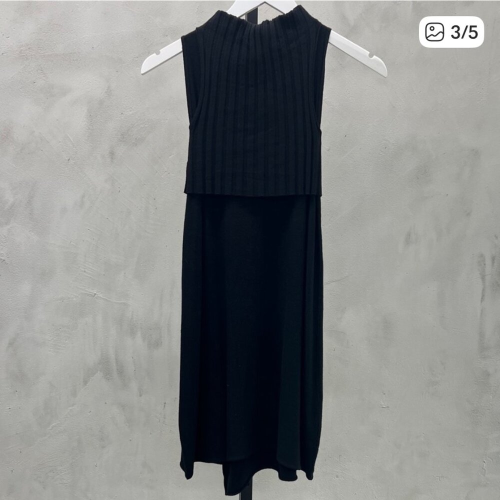 Sarah Pacini Asymmetrical Black Knit Dress